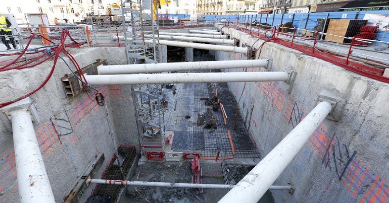 Tramway : construction de la station souterraine Durandy